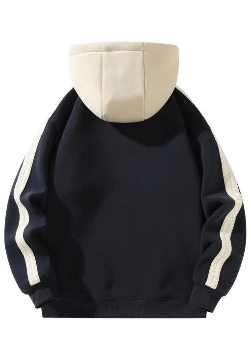 Color Block Fleece-Lined Hooded Sweatshirt